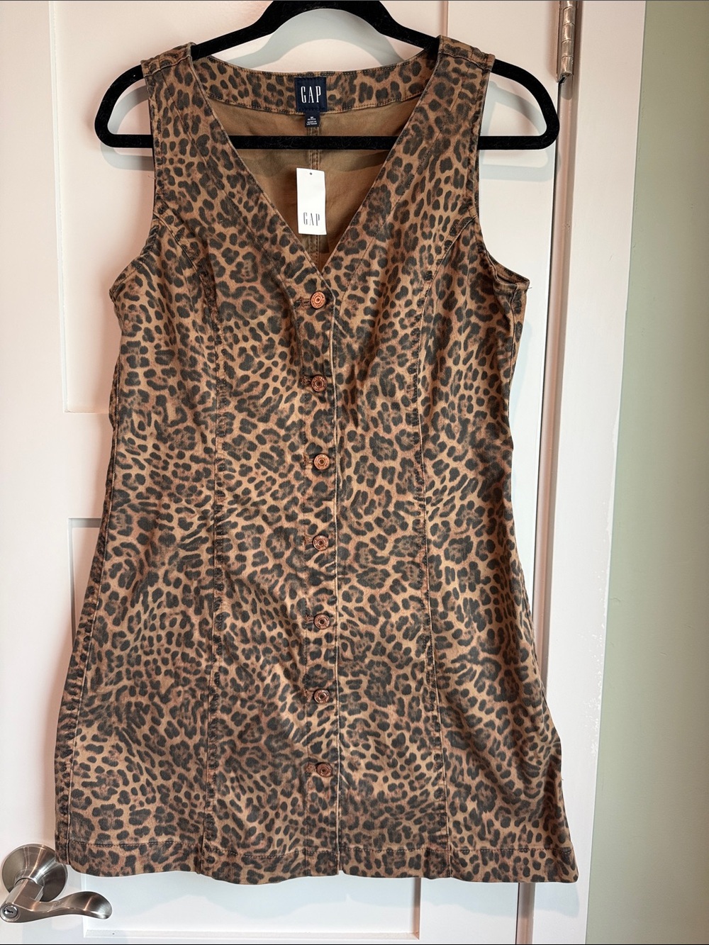 Gap Leopard Denim V-Neck Mini Dress Sizes P Med & P Lge